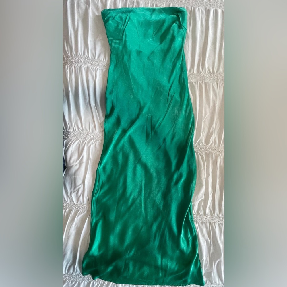 Emerald Green Satin Dress
